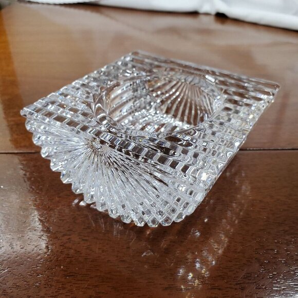 Vintage "Vide Poche" French Cut Crystal Trinket Dish Candle Holder Tea Light 4" - Picture 12 of 14